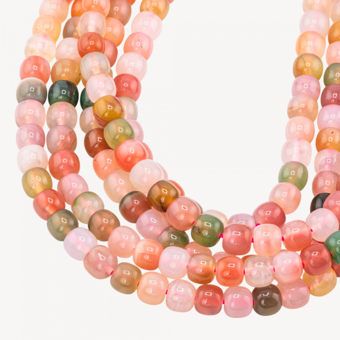 Agate Mix Floral Smooth Barrel 6x7mm-AGATE | Worldofjewel.com