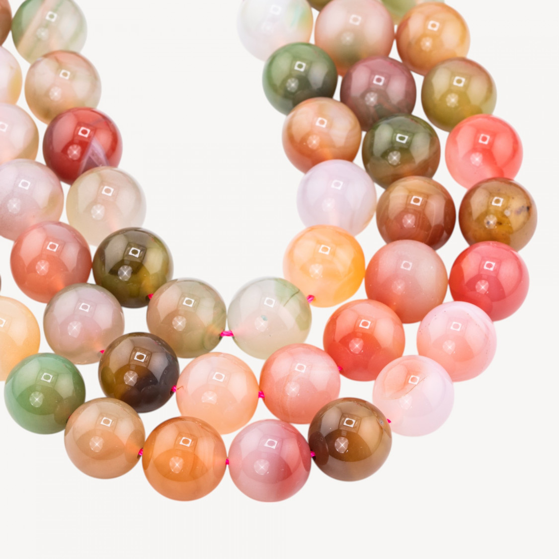 Mélange d'agates florales rondes et lisses de 14 mm-AGATE | Worldofjewel.com