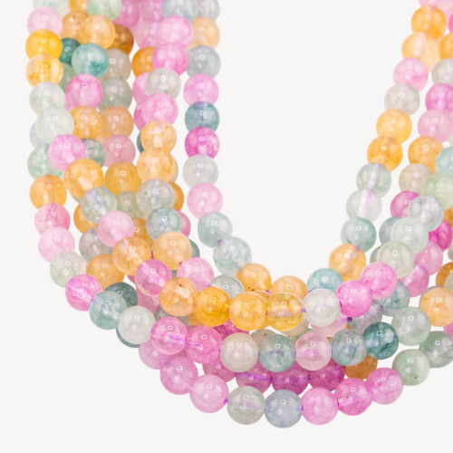 Rock Crystal Mix Color Clear Round Smooth 6mm