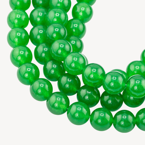 Vert jade glacé, rond moyen, lisse, 12 mm