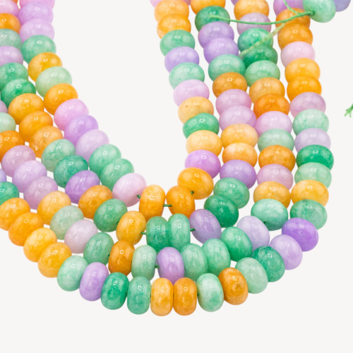 Rondelle lisse en chrysoprase jaune lavande mélangée de jade, 10 x 6 mm