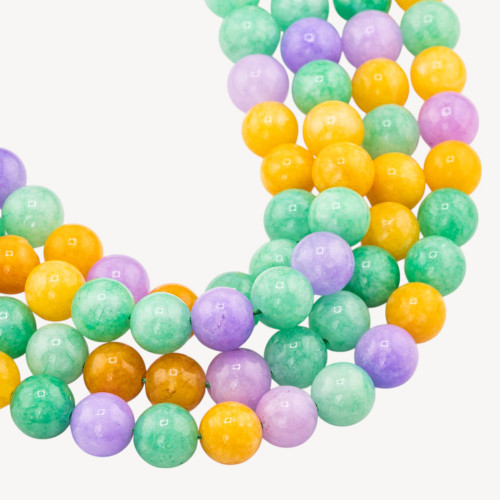 Jade Mixto Color Crisoprasa Lavanda Amarillo Liso Redondo 10mm