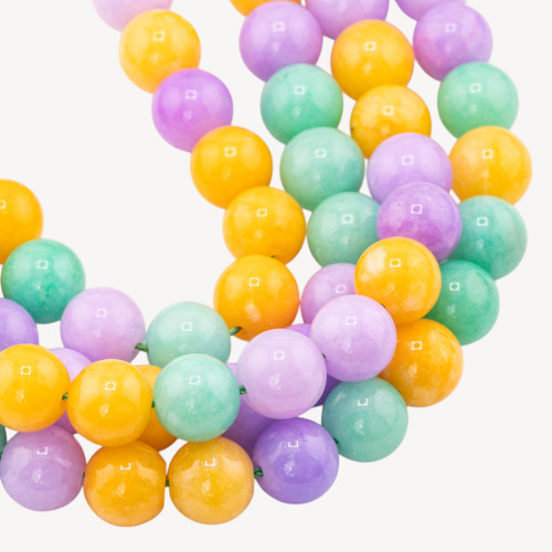 Jade Mixto Color Crisoprasa Lavanda Amarillo Liso Redondo 12mm