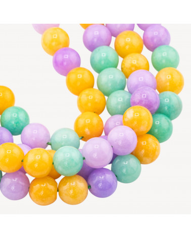 Giada Mix Color Crisoprasio Lavanda Gialla Tondo Liscio 12mm-GIADA VERDE | Worldofjewel.com