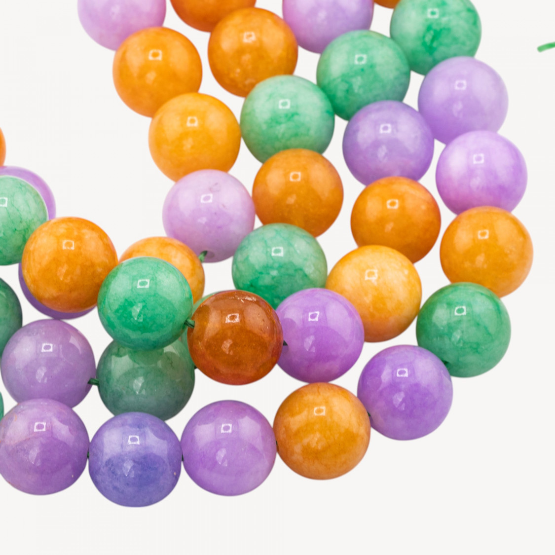 Giada Mix Color Crisoprasio Lavanda Gialla Tondo Liscio 14mm-GIADA VERDE | Worldofjewel.com