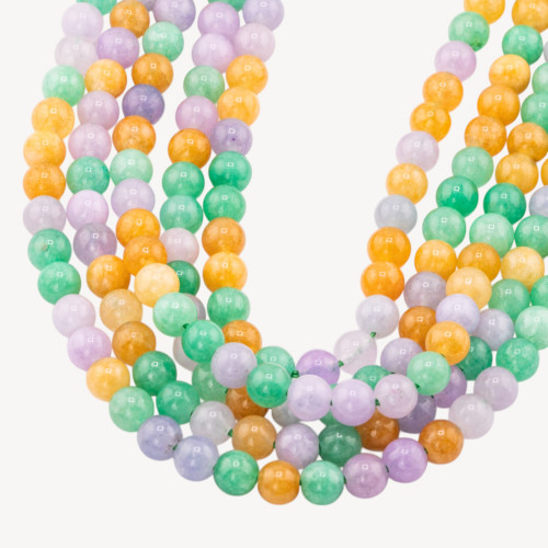 Chrysoprase Jade Mix Color Jaune Lavande Lisse Ronde 6mm