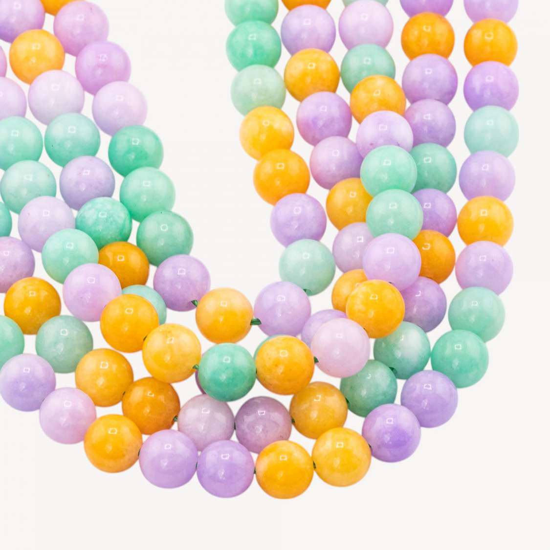 Giada Mix Color Crisoprasio Lavanda Gialla Tondo Liscio 8mm-GIADA VERDE | Worldofjewel.com