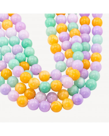 Giada Mix Color Crisoprasio Lavanda Gialla Tondo Liscio 8mm-GIADA VERDE | Worldofjewel.com