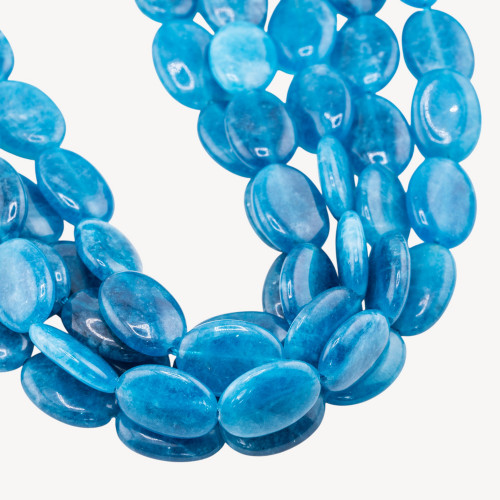 Smooth Flat Oval Jade 13x18mm Blue