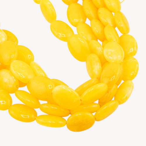 Smooth Flat Oval Jade 13x18mm Yellow