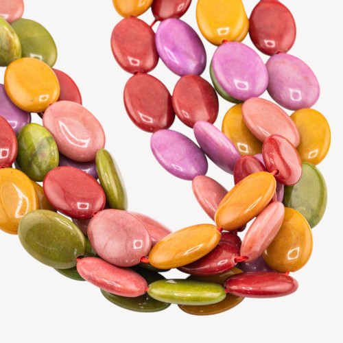 Smooth Flat Oval Jade 13x18mm Multicolor Harlequin