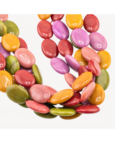 Giada Ovale Piatto Liscio 13x18mm Multicolor Arlecchino-GIADA | Worldofjewel.com