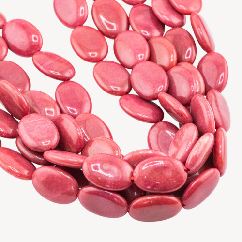 Jade ovale lisse et plat 13x18mm rouge