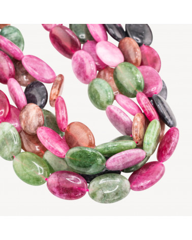 Giada Ovale Piatto Liscio 13x18mm Tormalina Multicolor-GIADA | Worldofjewel.com