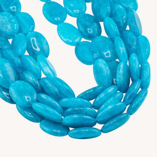 Jade ovale plat lisse 13x18mm Turquoise