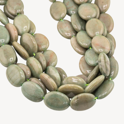 Smooth Flat Oval Jade 13x18mm Camouflage Green