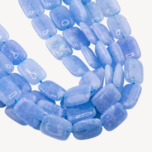 Rectangle de jade plat et lisse 13 x 18 mm bleu glacier