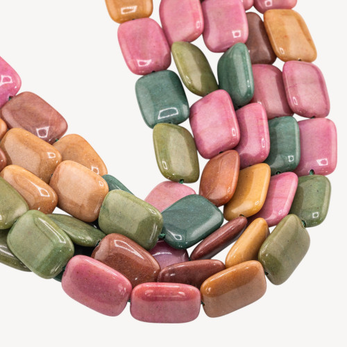 Jade Rectangle Flat Smooth 13x18mm Warm Multicolor