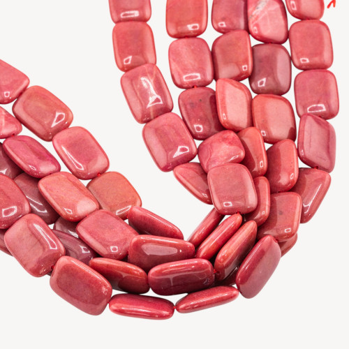 Jade Rectangle Flat Smooth 13x18mm Red