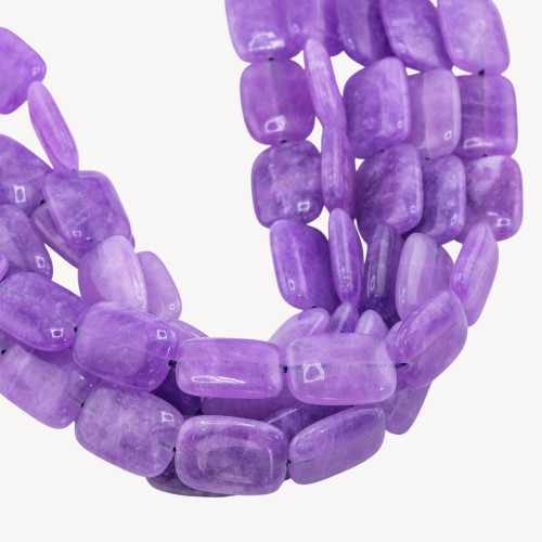 Rectangle de jade plat et lisse 13x18mm violet