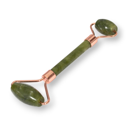 Natural Stone Roller Massager with Rose Gold Jade Brass