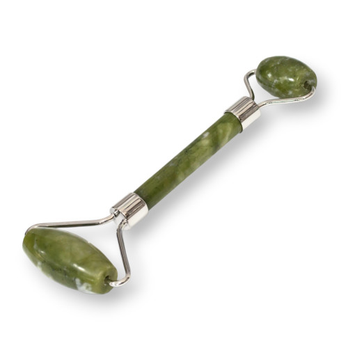 Masajeador de rodillos de piedra natural y latón jade rodiado