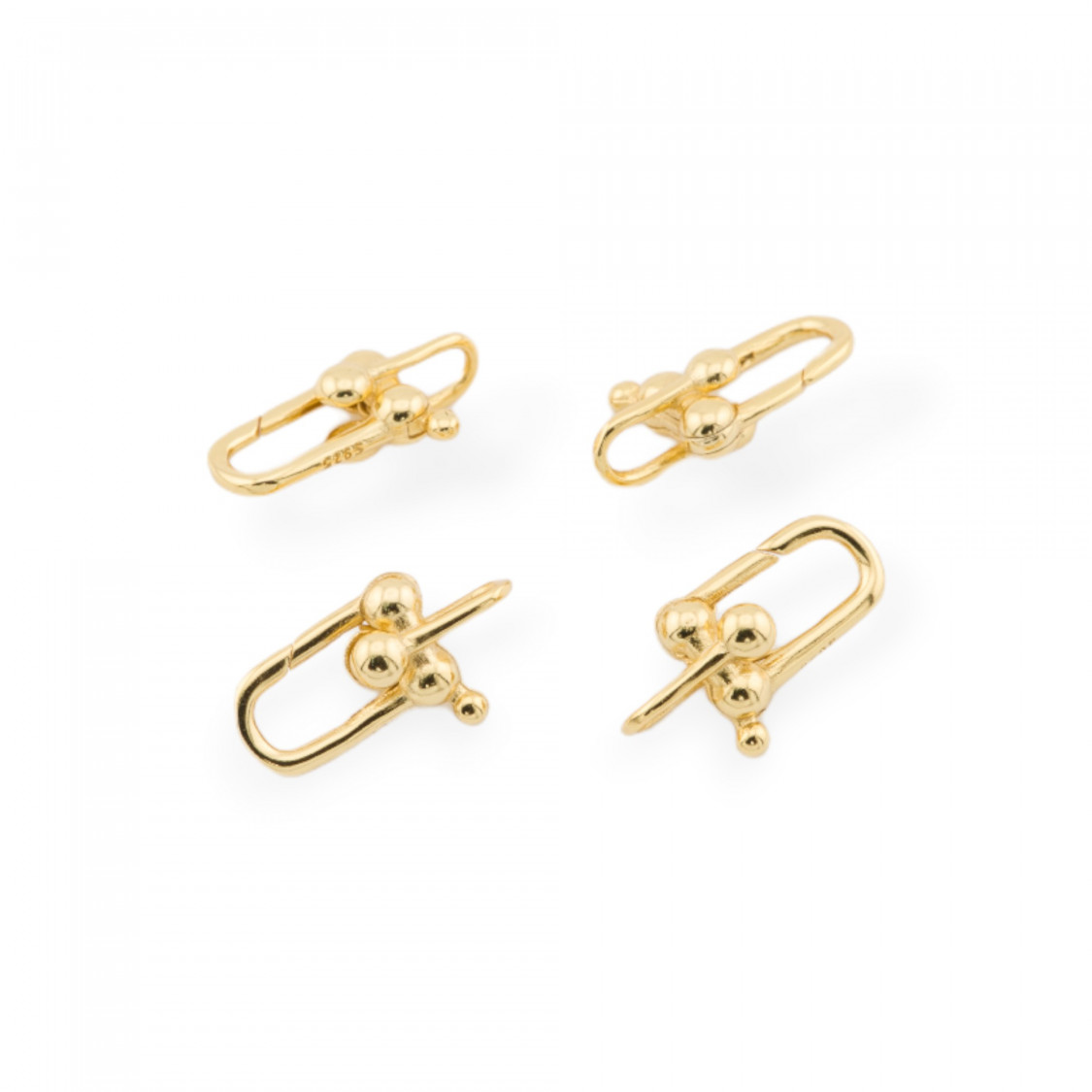 Chiusura Di Argento 925 Gancio A Scatto 9x16mm 4pz Dorato-CHIUSURE IN ARGENTO 925 FAI DA TE | Worldofjewel.com