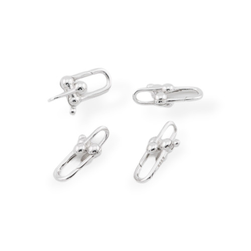925 Silver Snap Hook Clasp 9x16mm 4pcs Rhodium Plated