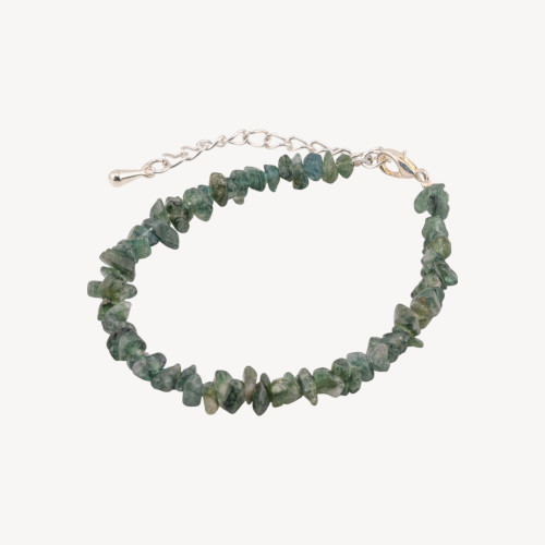 Pulsera con Piedras Duras y Cierre de Bronce y Cadena con Piedras de Turmalina Verde