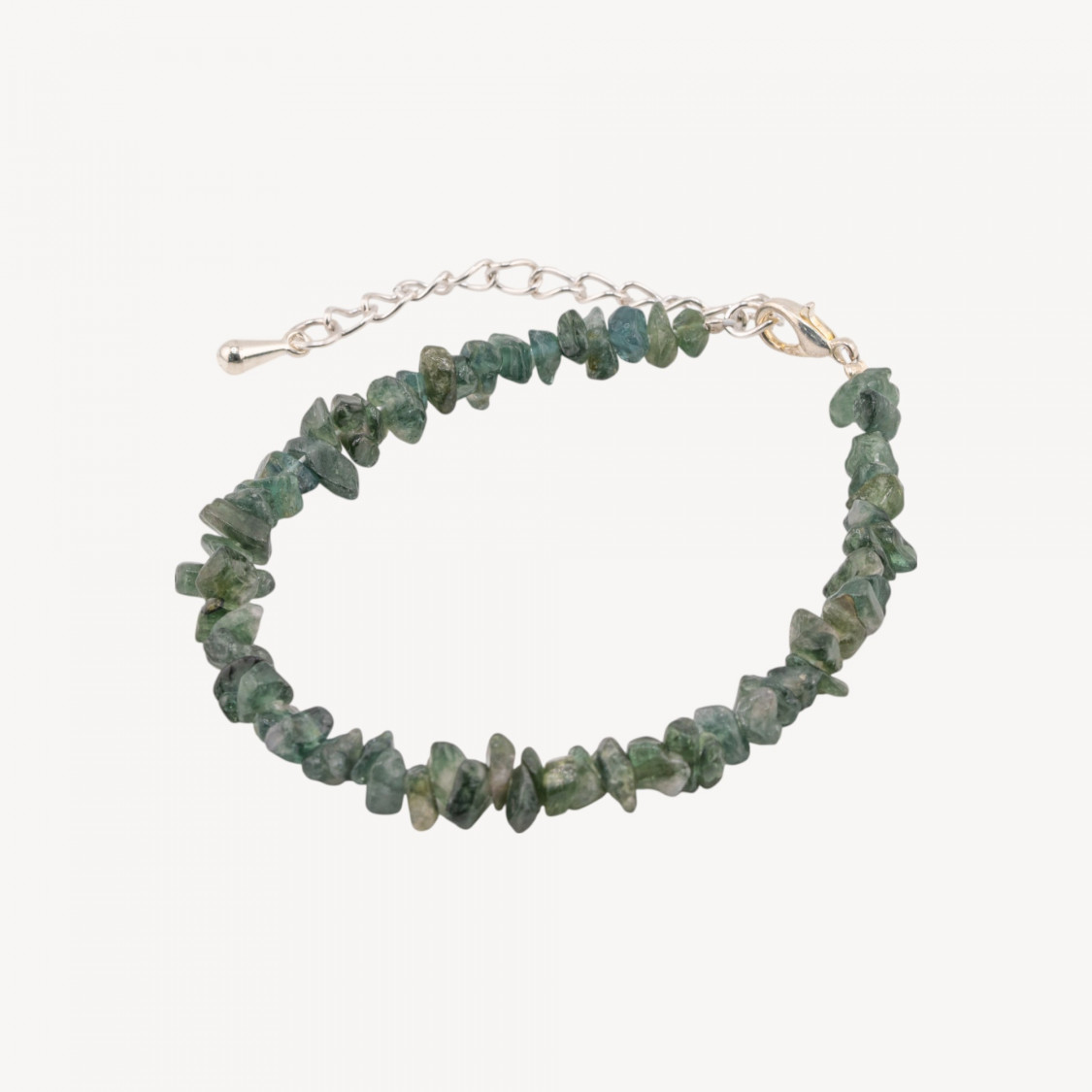 Bracciale con Pietre Dure e Chiusura e Catenina In Bronzo Con Sassi Di Tormalina Verde-BRACCIALI DI PIETRE DURE | Worldofjewel.com
