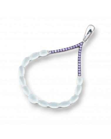Ciondolo Pendente in Argento 925 Goccia Con Zirconi E Topazi Ovali Viola E Acqua 31x50mm-ARGENTO 925 DESIGN ITALY | Worldofjewel.com