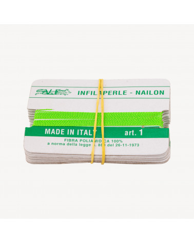 Filo Infilaperle Di Fibra Poliamidica 12pz Verde Fluo Misura 6-HILOS HILOS | Worldofjewel.com