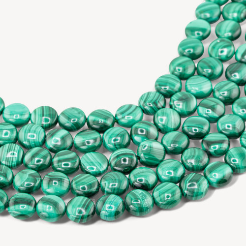 Malachite Round Flat 14mm Thickness 6mm