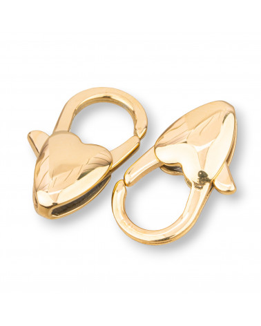Chiusura Moschettone Di Acciaio J20 Cuore 10x20mm 10pz Placcato Oro-CHIUSURE IN ACCIAIO INOSSIDABILE | Worldofjewel.com