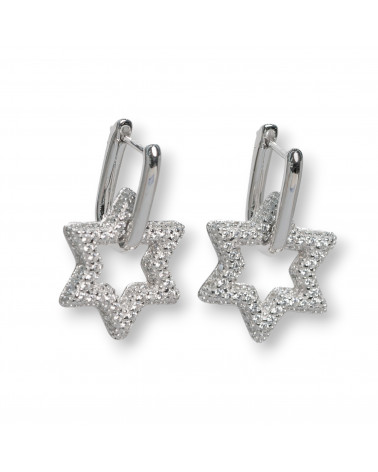 Orecchini Perno Chiuso Di Argento 925 Con Zirconi Micropave' Stella 15,5x25mm 1 Paio Rodiato Bianco-ΑΣΗΜΙ 925 ΣΧΕΔΙΟ ΙΤΑΛΙΑ | Worldofjewel.com