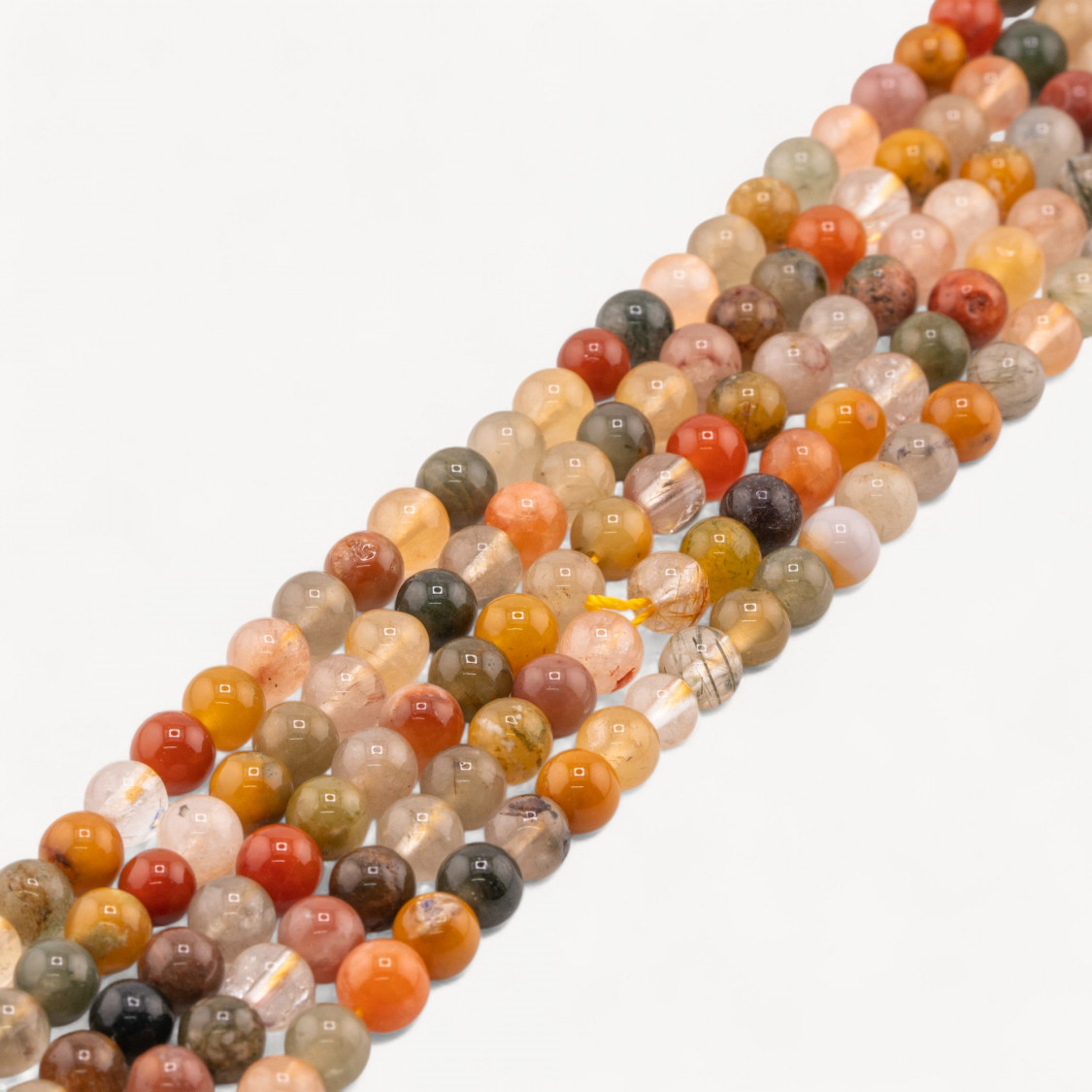 Quarzo Rutilato Multicolor Perlina Tonda liscia 6mm-QUARZO RUTILATO | Worldofjewel.com