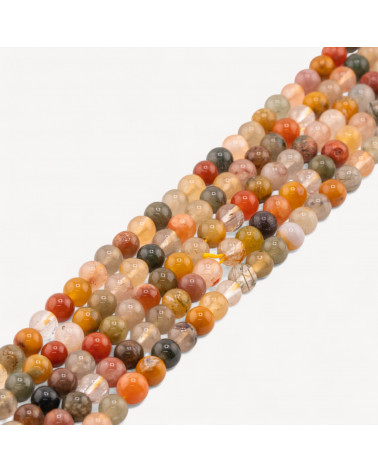 Quarzo Rutilato Multicolor Perlina Tonda liscia 6mm-QUARZO RUTILATO | Worldofjewel.com