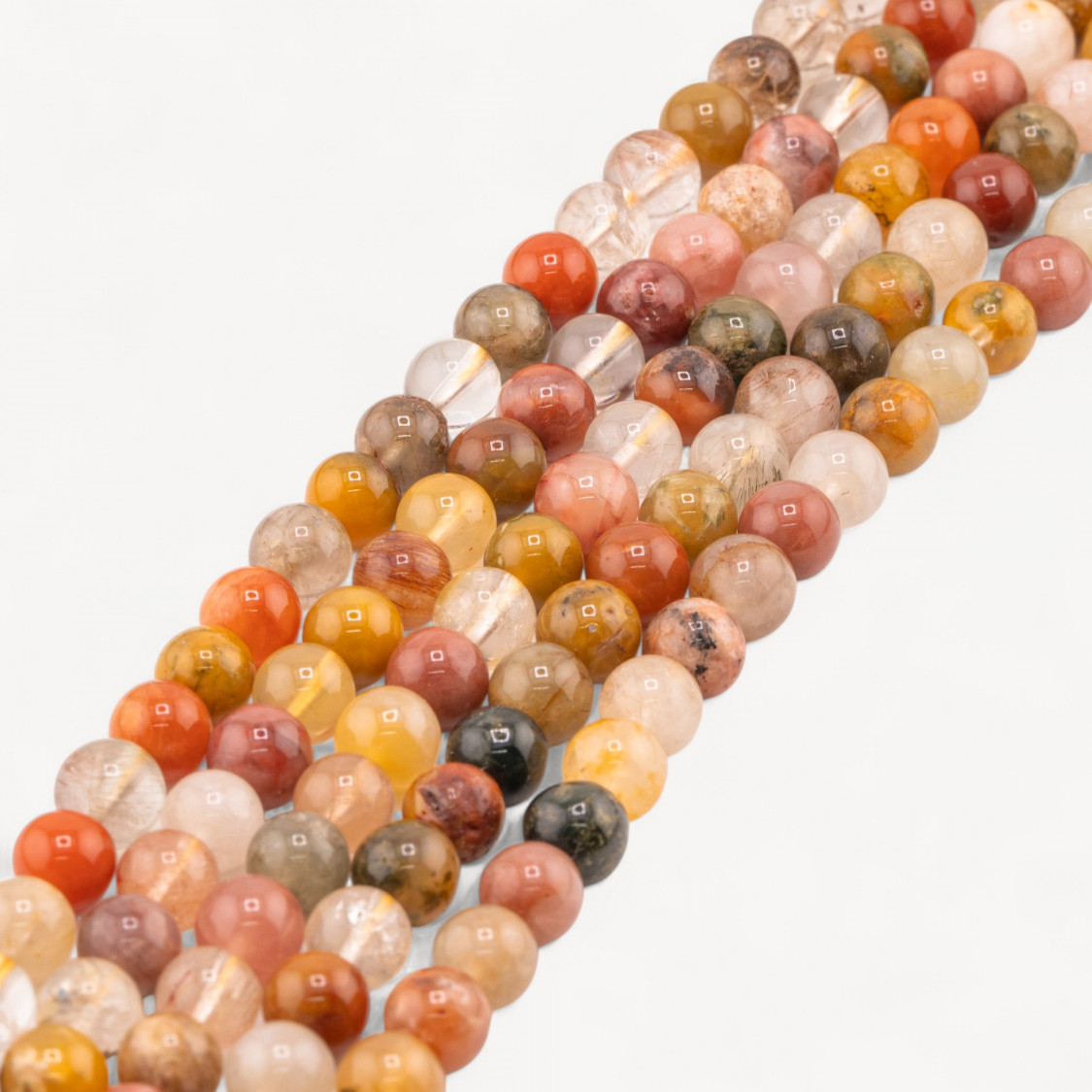 Quarzo Rutilato Multicolor Perlina Tonda liscia 7-8mm-RUTILATED QUARTZ | Worldofjewel.com