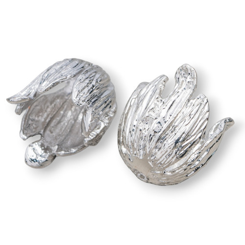 14 coupelles à fleurs en bronze rhodié 11 x 16 mm