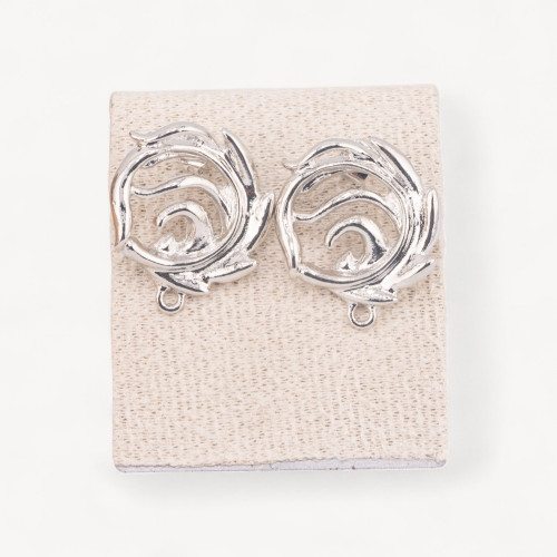 9 Pair Rhodium Plated Zamak Stud Earring Base