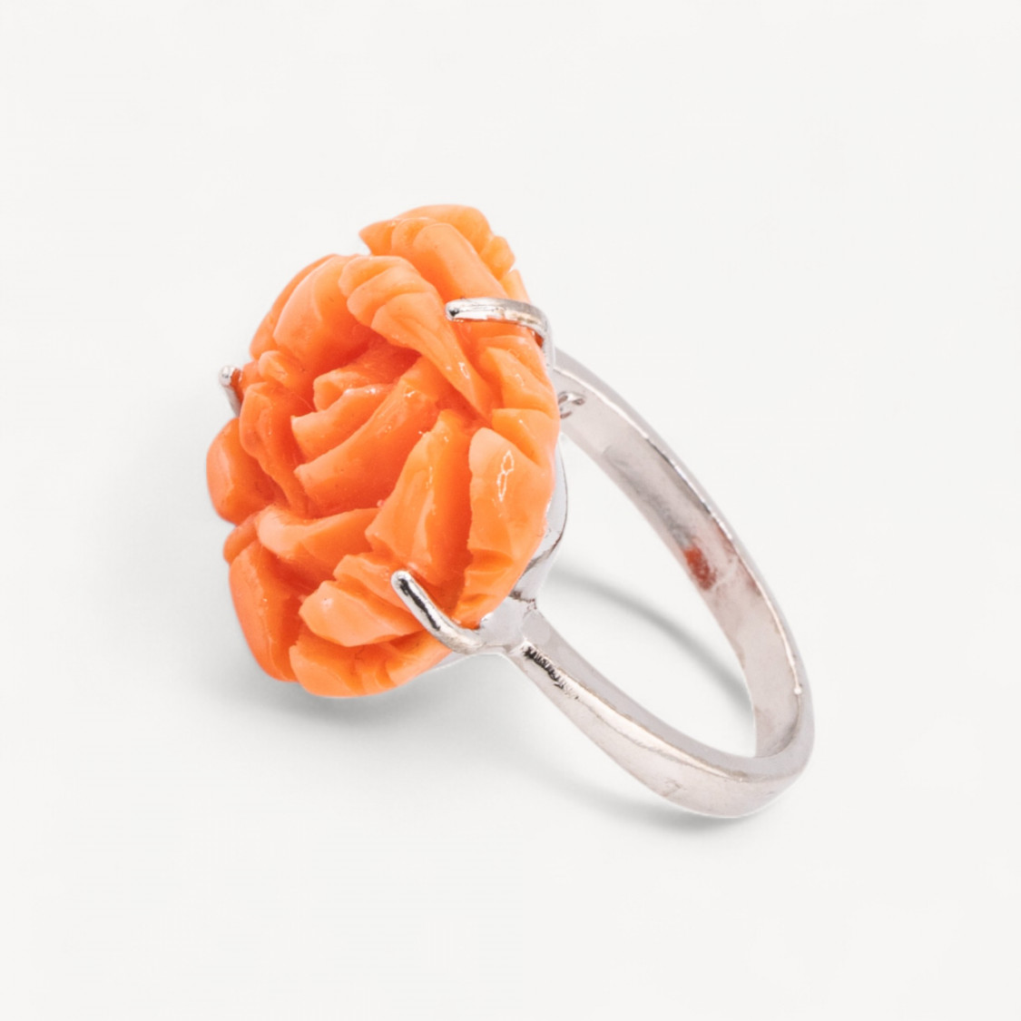 Bague fleur en bronze et résine 22x16mm MOD1 Orange-BAGUES BIJOUX | Worldofjewel.com