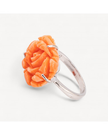 Anello Di Bronzo E Resina Fiore 22x16mm MOD1 Arancio-ANELLI BIJOUX | Worldofjewel.com