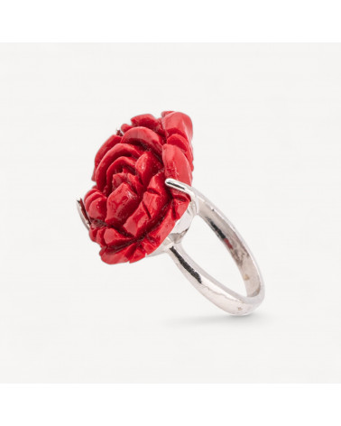 Anello Di Bronzo E Resina Fiore 22x16mm MOD1 Rosso-ANELLI BIJOUX | Worldofjewel.com