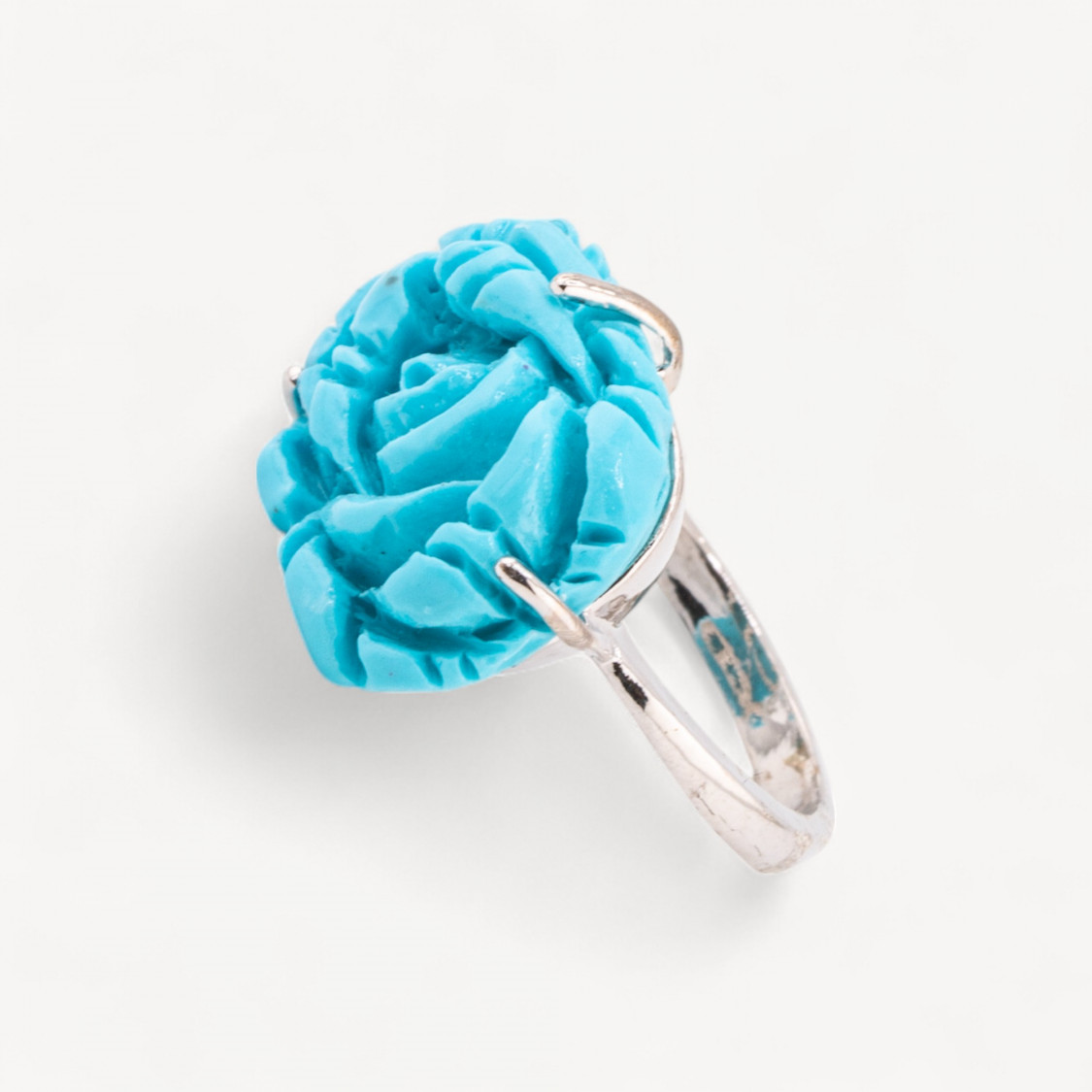 Bronze and Resin Flower Ring 22x16mm MOD1 Turquoise-JEWELRY RINGS | Worldofjewel.com