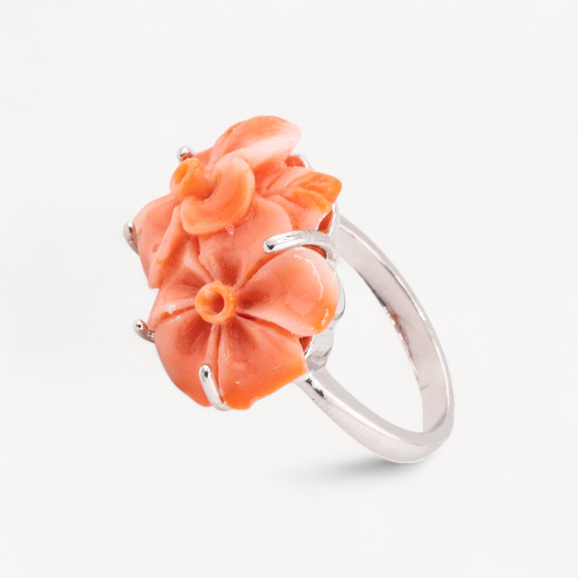 Bronze and Resin Flower Ring 22x16mm MOD2 Orange-JEWELRY RINGS | Worldofjewel.com