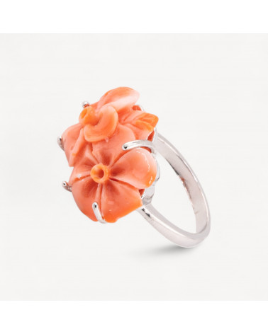 Anello Di Bronzo E Resina Fiore 22x16mm MOD2 Arancio-ANELLI BIJOUX | Worldofjewel.com