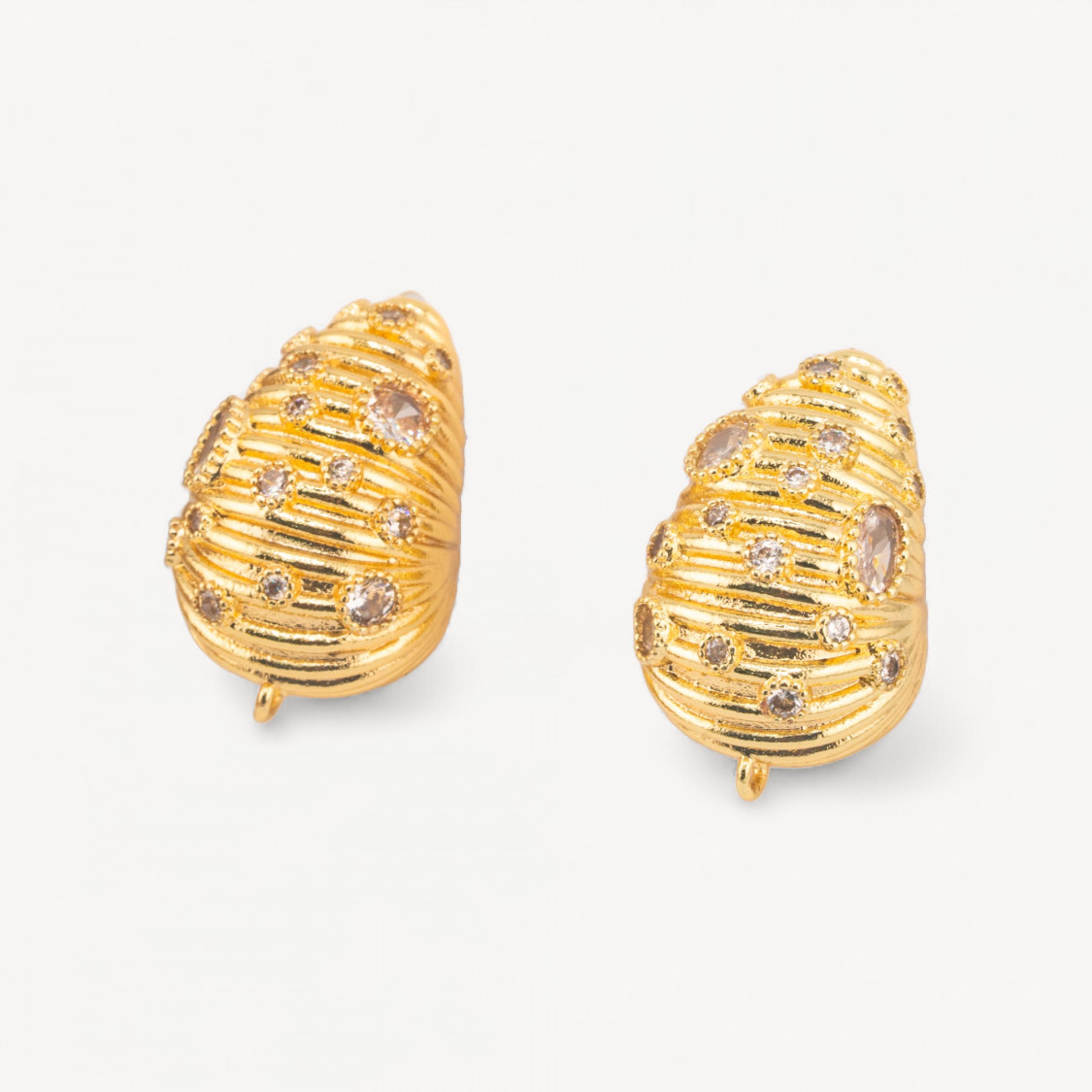 Base Per Orecchini Di Bronzo Perno 16x25mm 1 Coppia Dorato Bianco Trasparente-BASES DE BOUCLES D'OREILLES EN LAITON ET BRONZE | Worldofjewel.com
