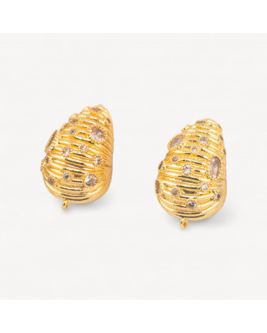 Base Per Orecchini Di Bronzo Perno 16x25mm 1 Coppia Dorato Bianco Trasparente-BASES DE BOUCLES D'OREILLES EN LAITON ET BRONZE | Worldofjewel.com