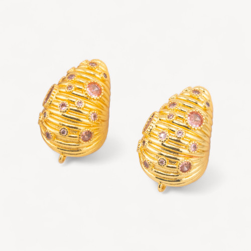 Bronze Earring Base Pin 16x25mm 1 Pair Rose Gold