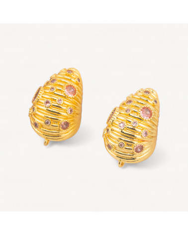 Base Per Orecchini Di Bronzo Perno 16x25mm 1 Coppia Dorato Rosa-BASI PER ORECCHINI IN OTTONE E BRONZO | Worldofjewel.com
